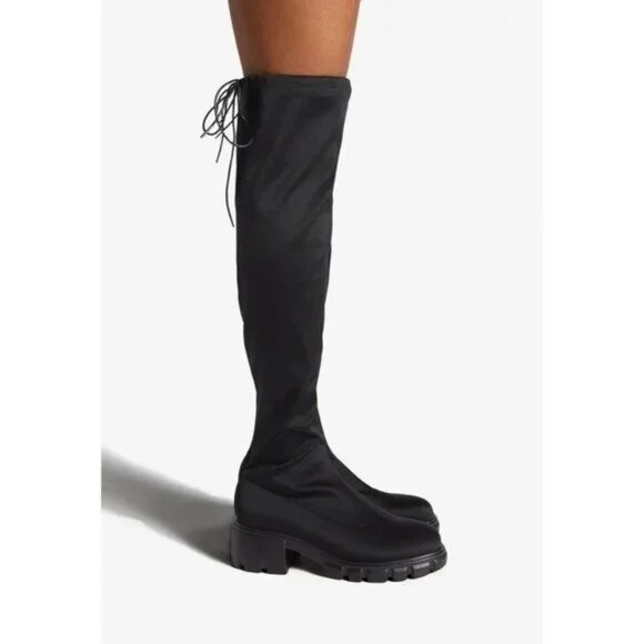 NIB Tall Black Block Heel Knee High Boots - Picture 2 of 6